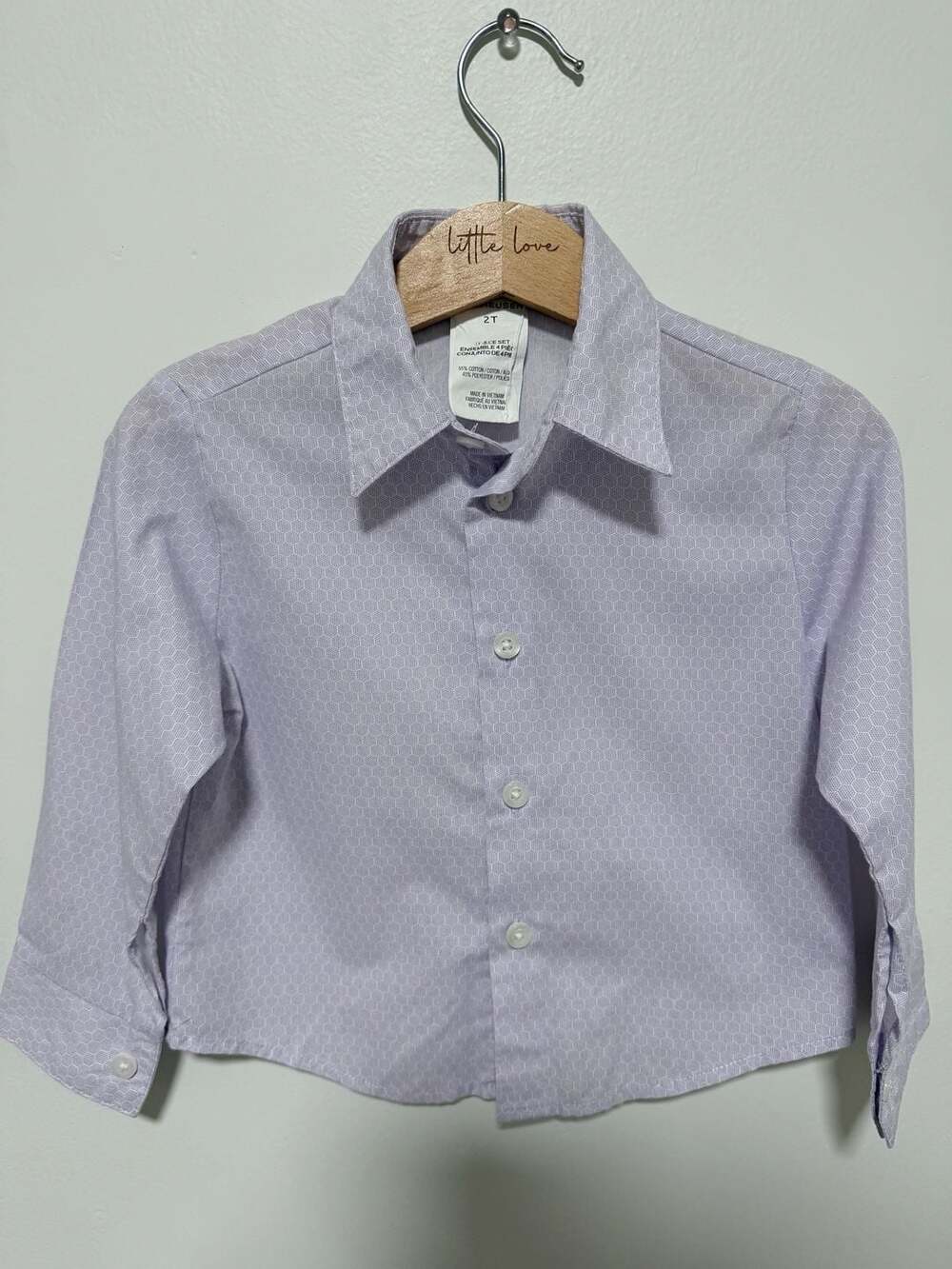 Van Heusen Dress Shirt Size 2T Lilac Geometric Long Sleeve Button Down
